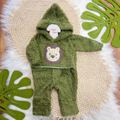 Macacão de Pelinho Sherpa Leão com Capuz - Petutinha